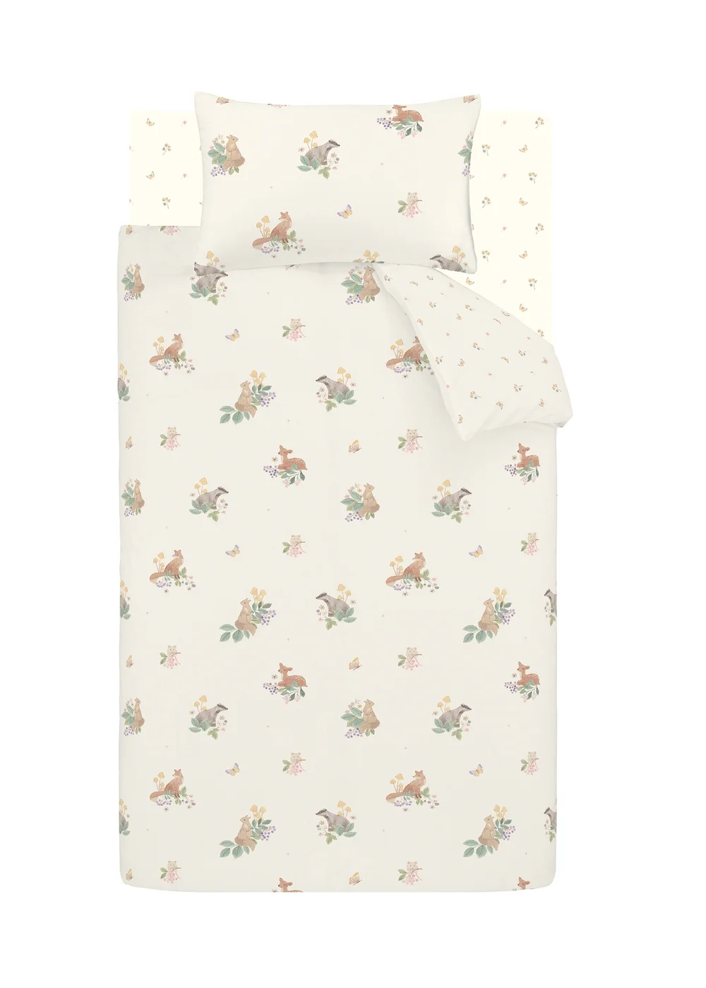 Catherine Lansfield Brushed Forest Friends Reversible Duvet Cover Set Cream - Junior Image 6