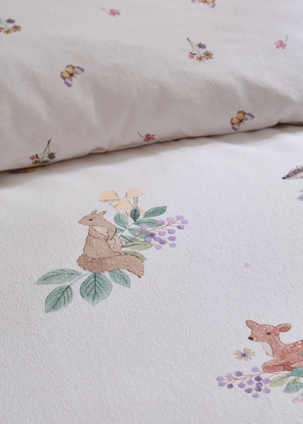 Catherine Lansfield Brushed Forest Friends Reversible Duvet Cover Set Cream - Junior Image 5
