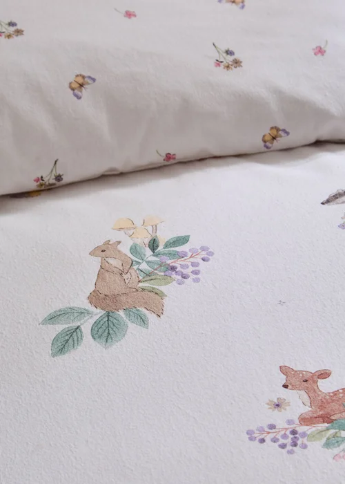 Catherine Lansfield Brushed Forest Friends Reversible Duvet Cover Set Cream - Junior Image 5