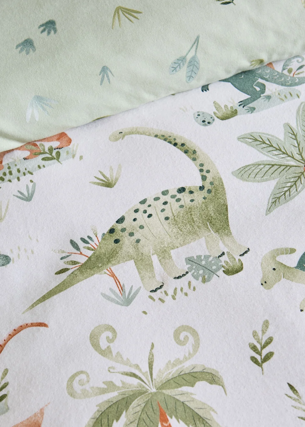 Catherine Lansfield Brushed Sleepy Saurus Dino Cotton Reversible Duvet Cover Set Cream - Junior Image 5
