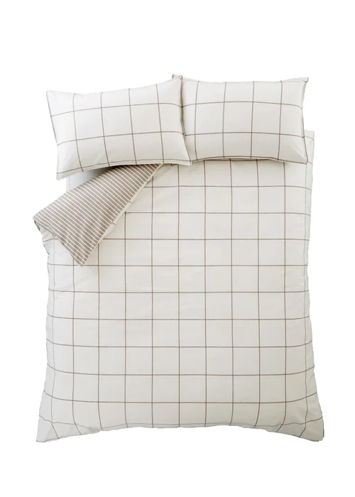 Bianca Fine Linens Brushed Regal Check Cotton Reversible Duvet Cover Set Mole - Single Image 6