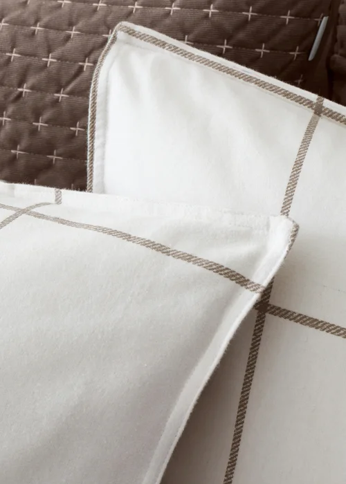 Bianca Fine Linens Brushed Regal Check Cotton Reversible Duvet Cover Set Mole - Single Image 4