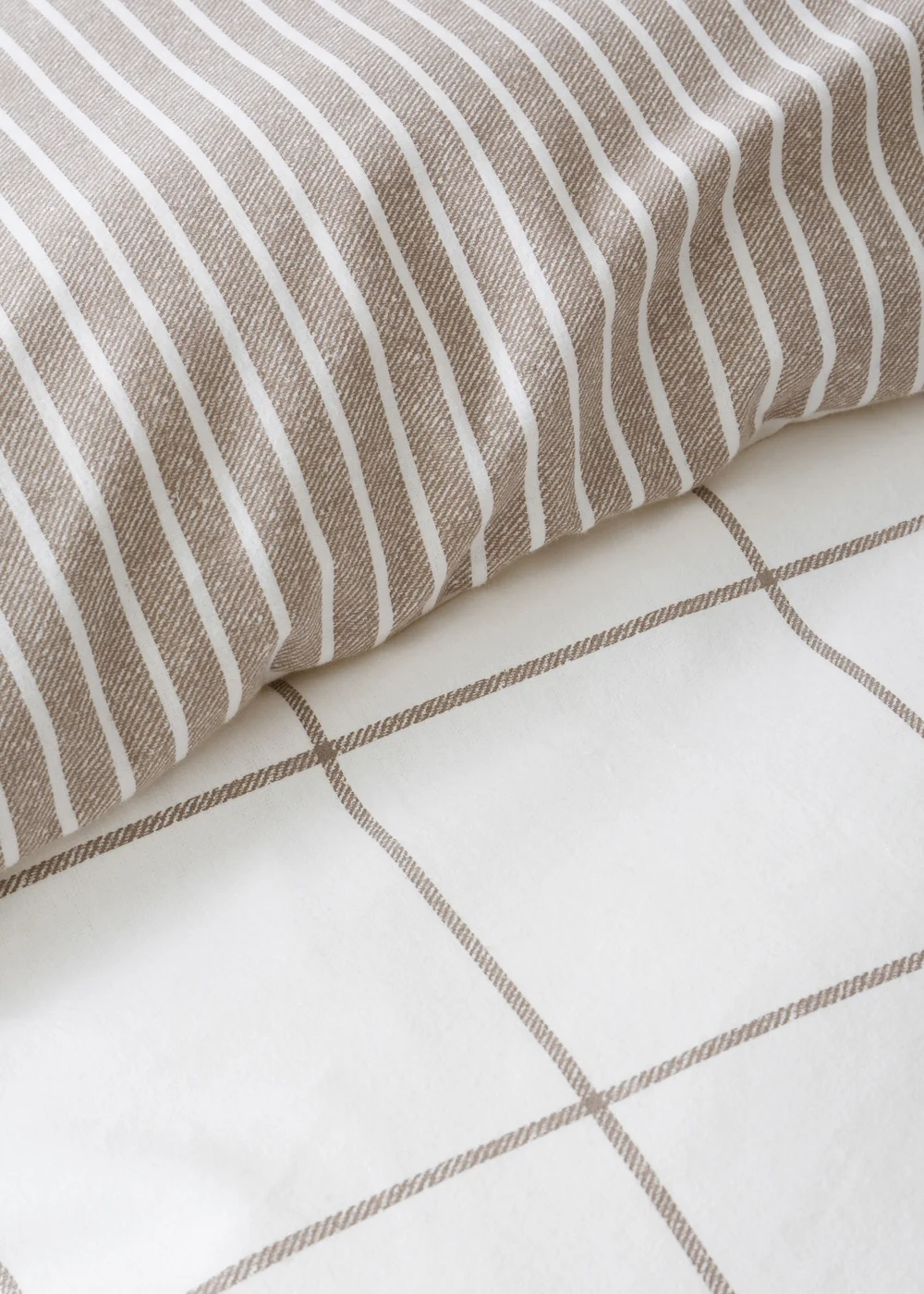 Bianca Fine Linens Brushed Regal Check Cotton Reversible Duvet Cover Set Mole - Single Image 5