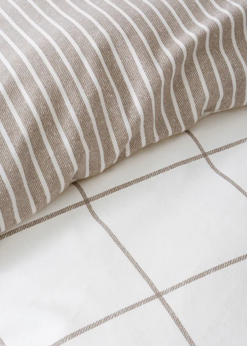Bianca Fine Linens Brushed Regal Check Cotton Reversible Duvet Cover Set Mole - Single Image 5