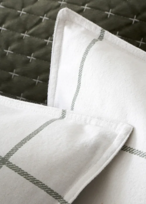 Bianca Fine Linens Brushed Regal Check Cotton Reversible Duvet Cover Set Green - Single Image 4