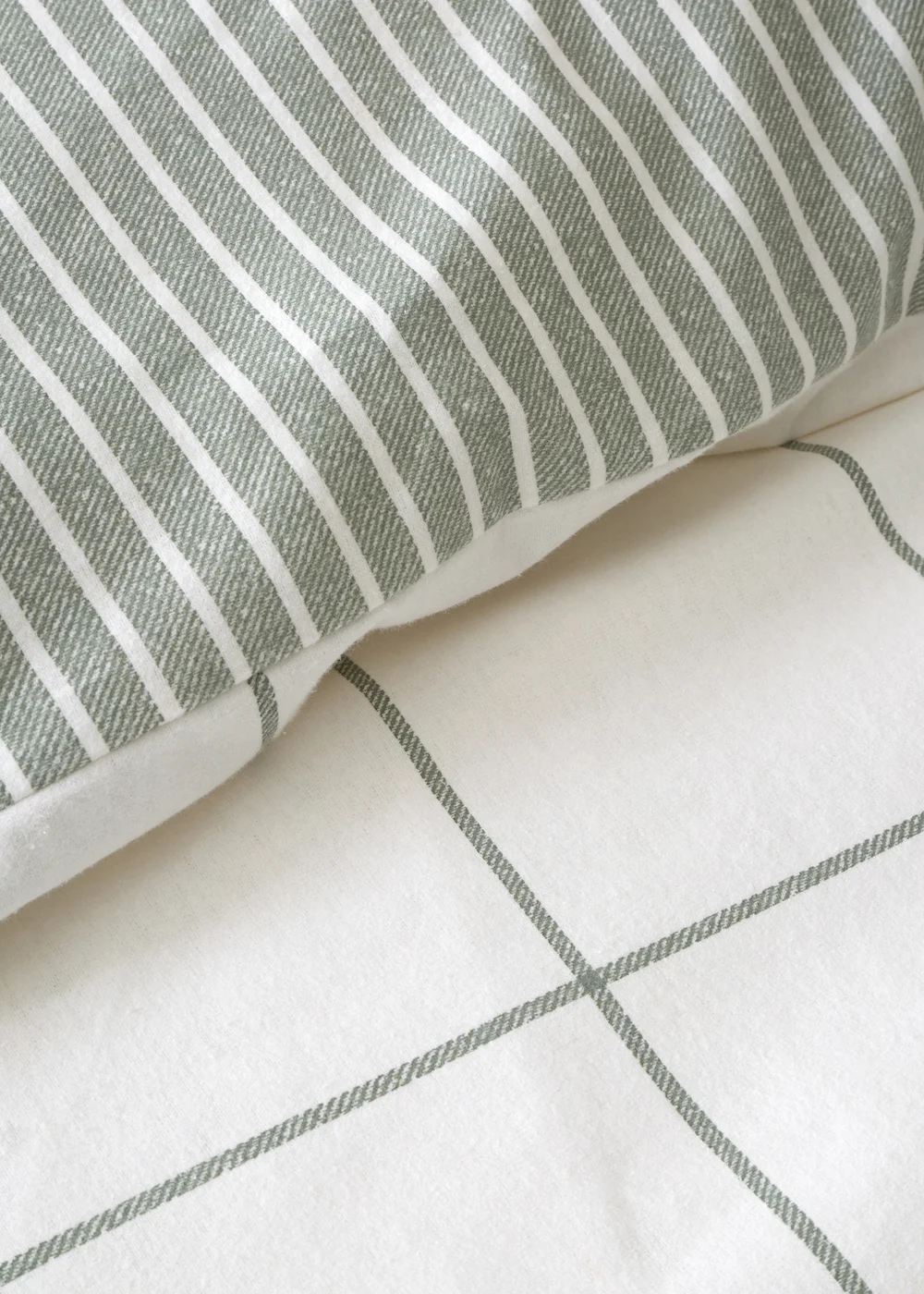 Bianca Fine Linens Brushed Regal Check Cotton Reversible Duvet Cover Set Green - Single Image 5