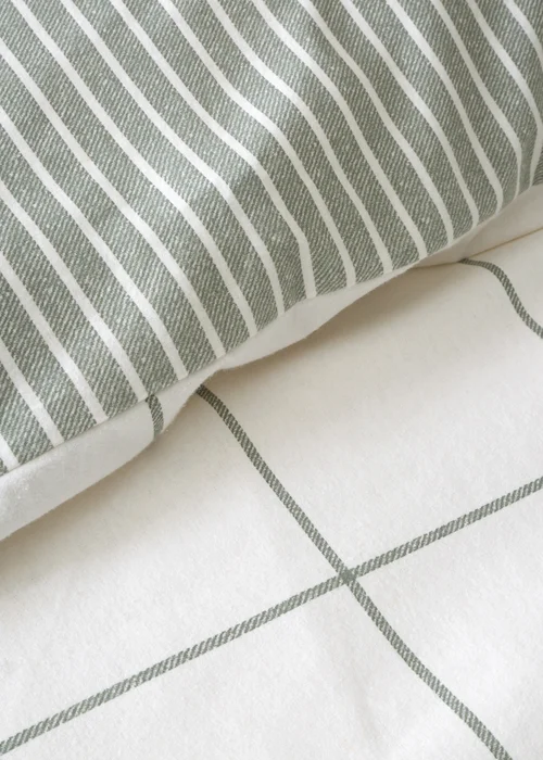 Bianca Fine Linens Brushed Regal Check Cotton Reversible Duvet Cover Set Green - Single Image 5
