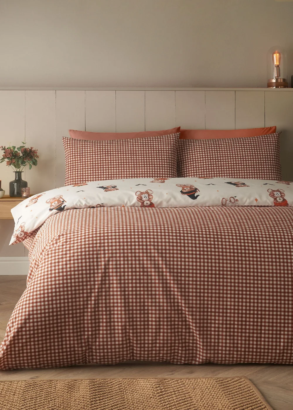 Catherine Lansfield Scare Bears Reversible Duvet Cover Set Cream - Single Image 2