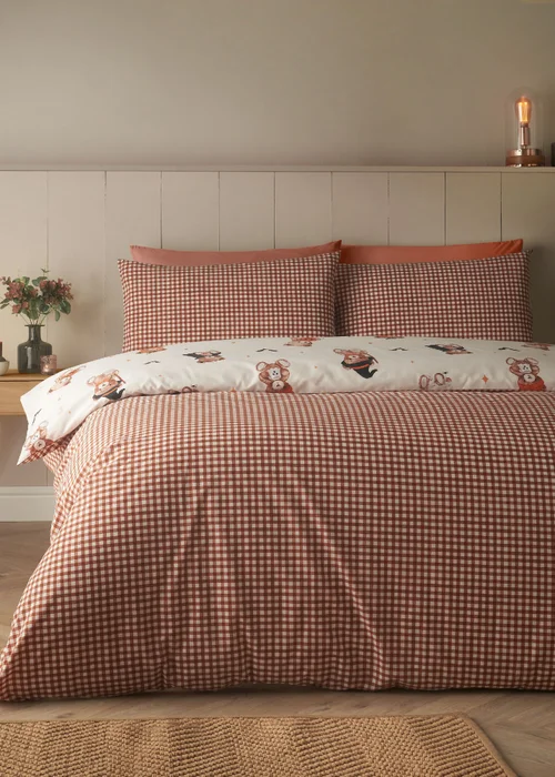 Catherine Lansfield Scare Bears Reversible Duvet Cover Set Cream - Single Image 2