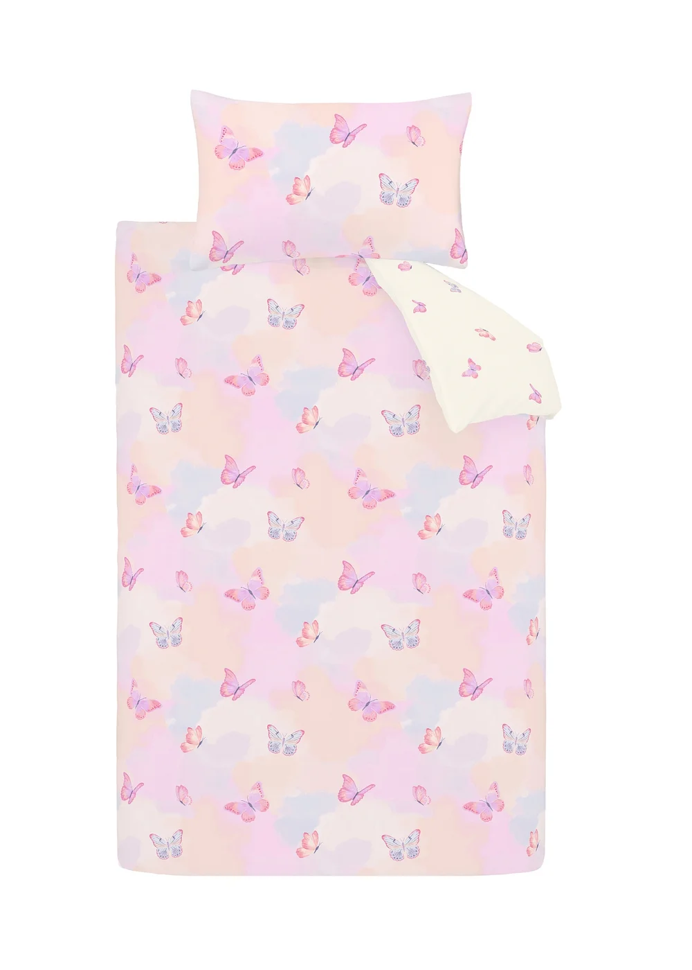 Catherine Lansfield Ombre Butterflies Reversible Duvet Cover Set Pink - Single Image 5