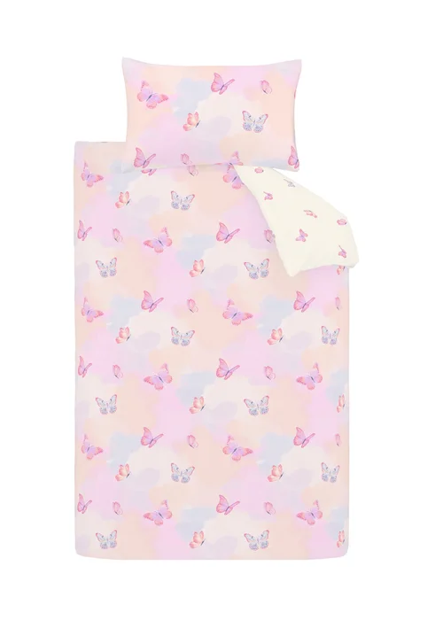 Catherine Lansfield Ombre Butterflies Reversible Duvet Cover Set Pink - Single Image 5
