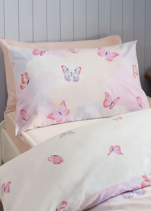 Catherine Lansfield Ombre Butterflies Reversible Duvet Cover Set Pink - Single Image 3