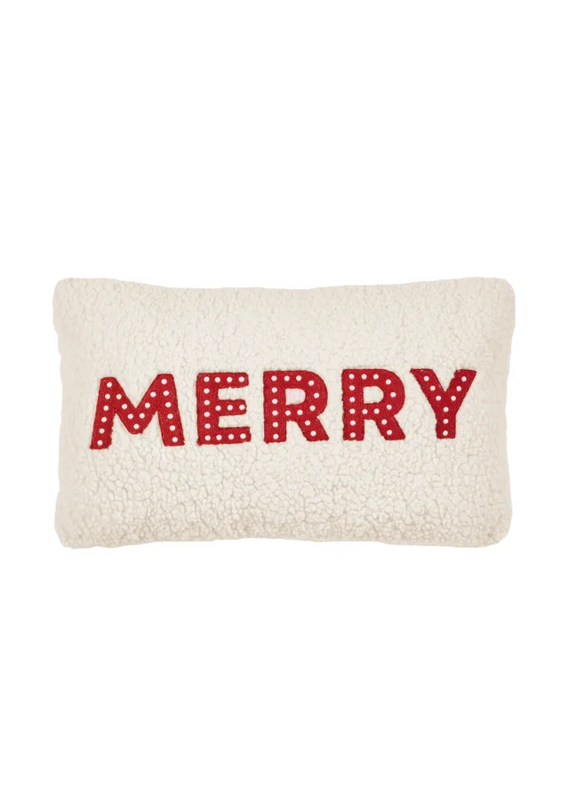 Catherine Lansfield Merry Boucle 30x50cm Cushion White / Red