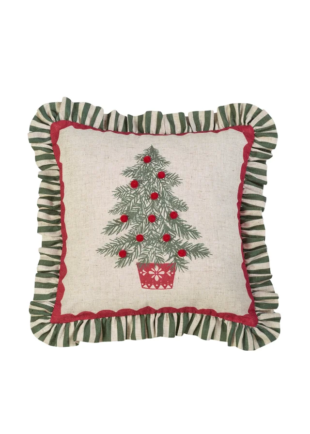 Catherine Lansfield Frilled Christmas Tree 45x45cm Cushion Green