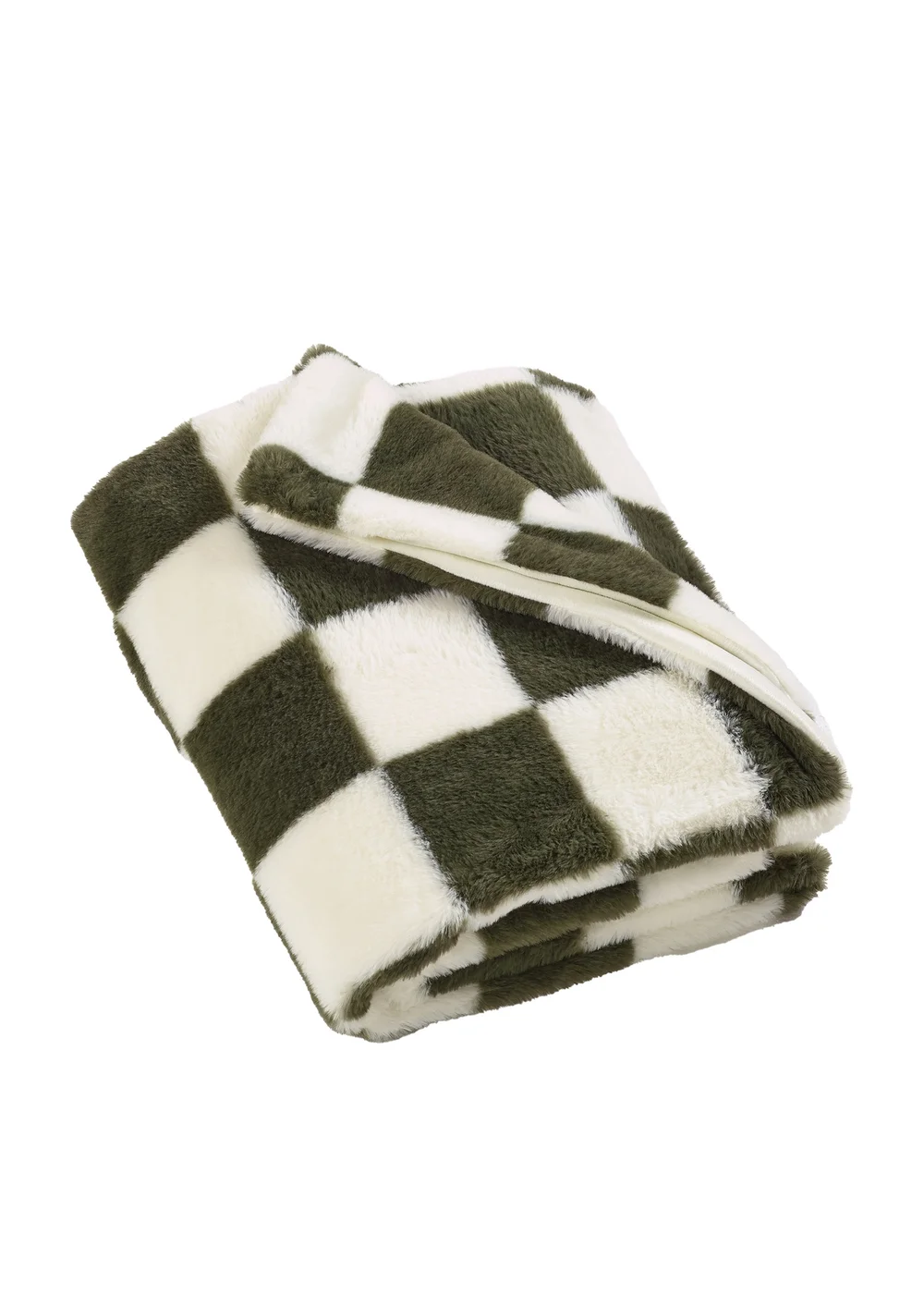 Catherine Lansfield Cosy Soft Checkerboard Fleece 130x170cm Blanket Throw Green - One Size Image 4