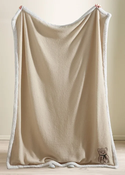 Catherine Lansfield Sherpa Teddy Bear Cosy Fleece 130x170cm Blanket Throw Natural - One Size Image 2