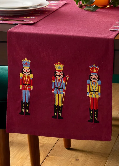 Catherine Lansfield Christmas Nutcracker Cotton 32x220cm Dining Table Runner Plum - One Size Image 3