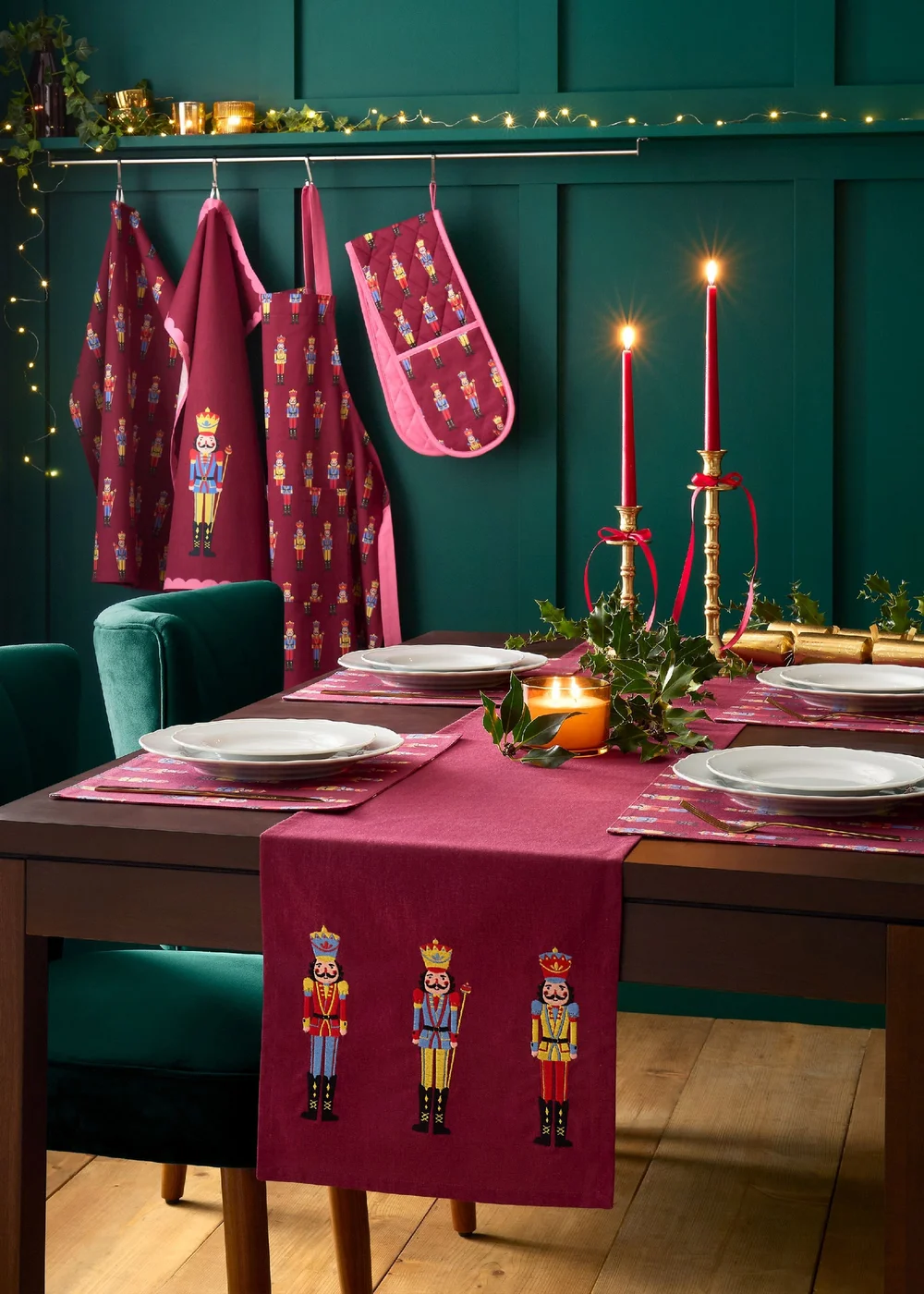 Catherine Lansfield Christmas Nutcracker Cotton 32x220cm Dining Table Runner Plum - One Size Image 2