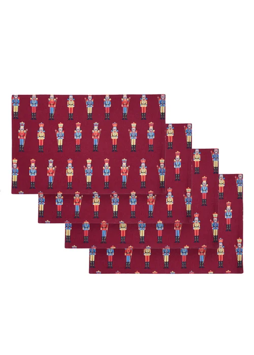 Catherine Lansfield Christmas Nutcracker Cotton 30x46cm Dining Placemat 4 Pack Plum - One Size Image 1
