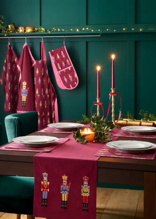 Catherine Lansfield Christmas Nutcracker Cotton 30x46cm Dining Placemat 4 Pack Plum - One Size Image 3