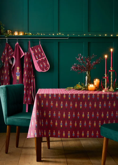 Catherine Lansfield Christmas Nutcracker Cotton 137x178cm Table Cloth Plum - 137 x 178cm Image 2