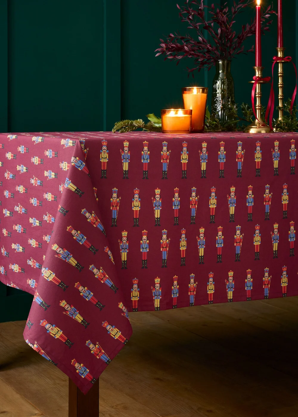 Catherine Lansfield Christmas Nutcracker Cotton 137x178cm Table Cloth Plum - 137 x 178cm Image 3