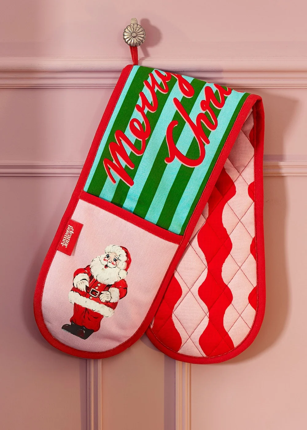 Eleanor Bowmer Santa Cotton Kitchen Double Oven Glove Bright - One Size Image 2