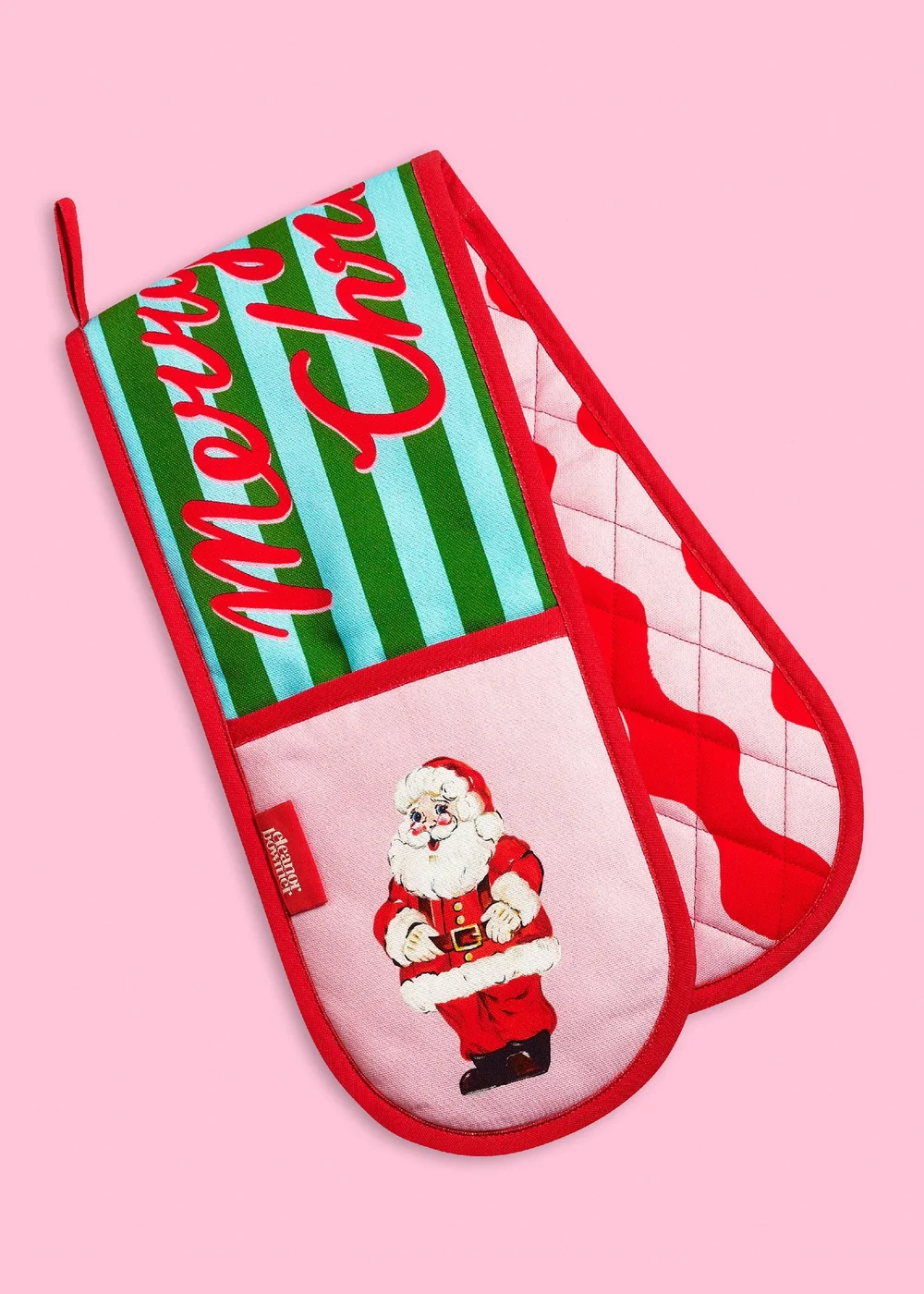 Eleanor Bowmer Santa Cotton Kitchen Double Oven Glove Bright - One Size Image 1