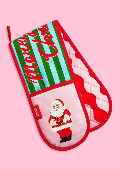 Eleanor Bowmer Santa Cotton Kitchen Double Oven Glove Bright - One Size Image 1