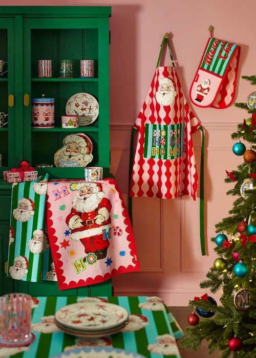 Eleanor Bowmer Santa Cotton Kitchen Double Oven Glove Bright - One Size Image 3