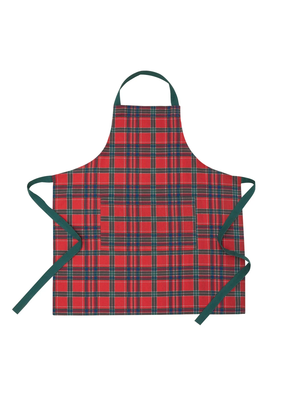 Catherine Lansfield Christmas Tartan Check Cotton 70x80cm Kitchen Adult Apron Red / Green - One Size Image 1