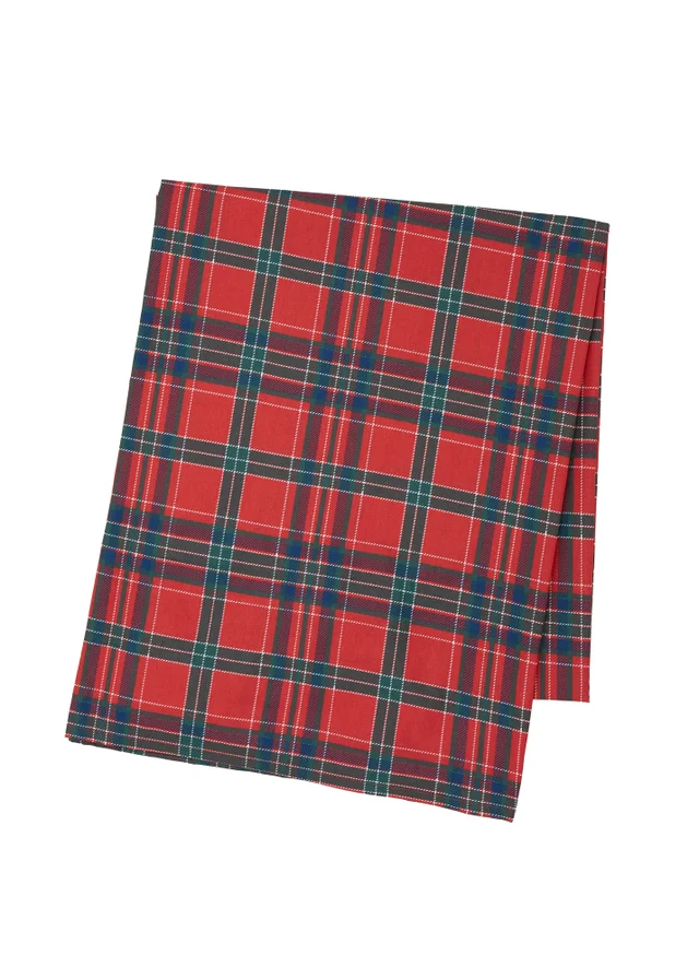 Catherine Lansfield Christmas Tartan Check Cotton 137x229cm Table Cloth Red / Green