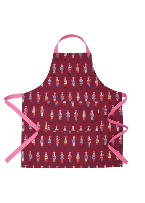 Catherine Lansfield Christmas Nutcracker Cotton 70x80cm Kitchen Adult Apron Plum - One Size Image 1