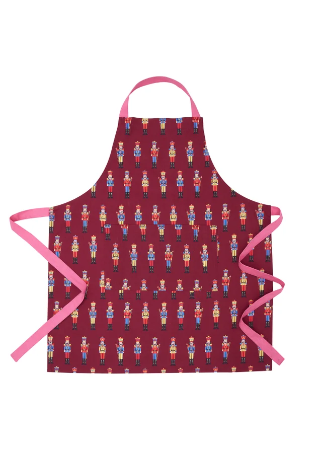 Catherine Lansfield Christmas Nutcracker Cotton 70x80cm Kitchen Adult Apron Plum