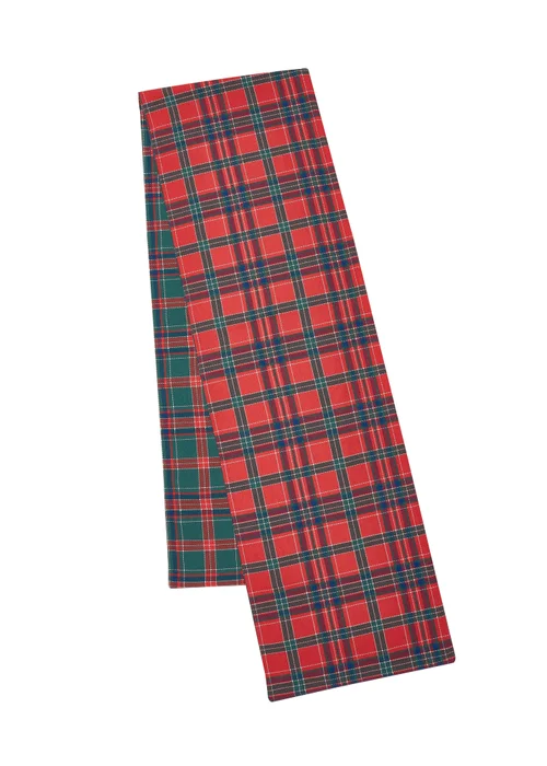 Catherine Lansfield Christmas Tartan Check Cotton Reversible 32x220cm Dining Table Runner Red / Green - One Size Image 1