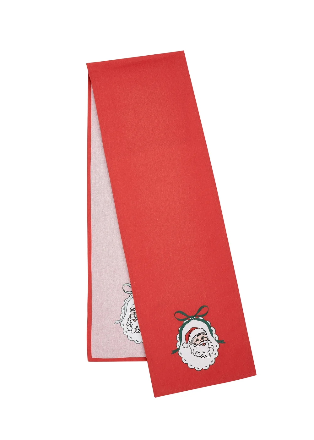 Catherine Lansfield Christmas Vintage Stripe Embroidered Cotton 32x220cm Dining Table Runner Red - One Size Image 1