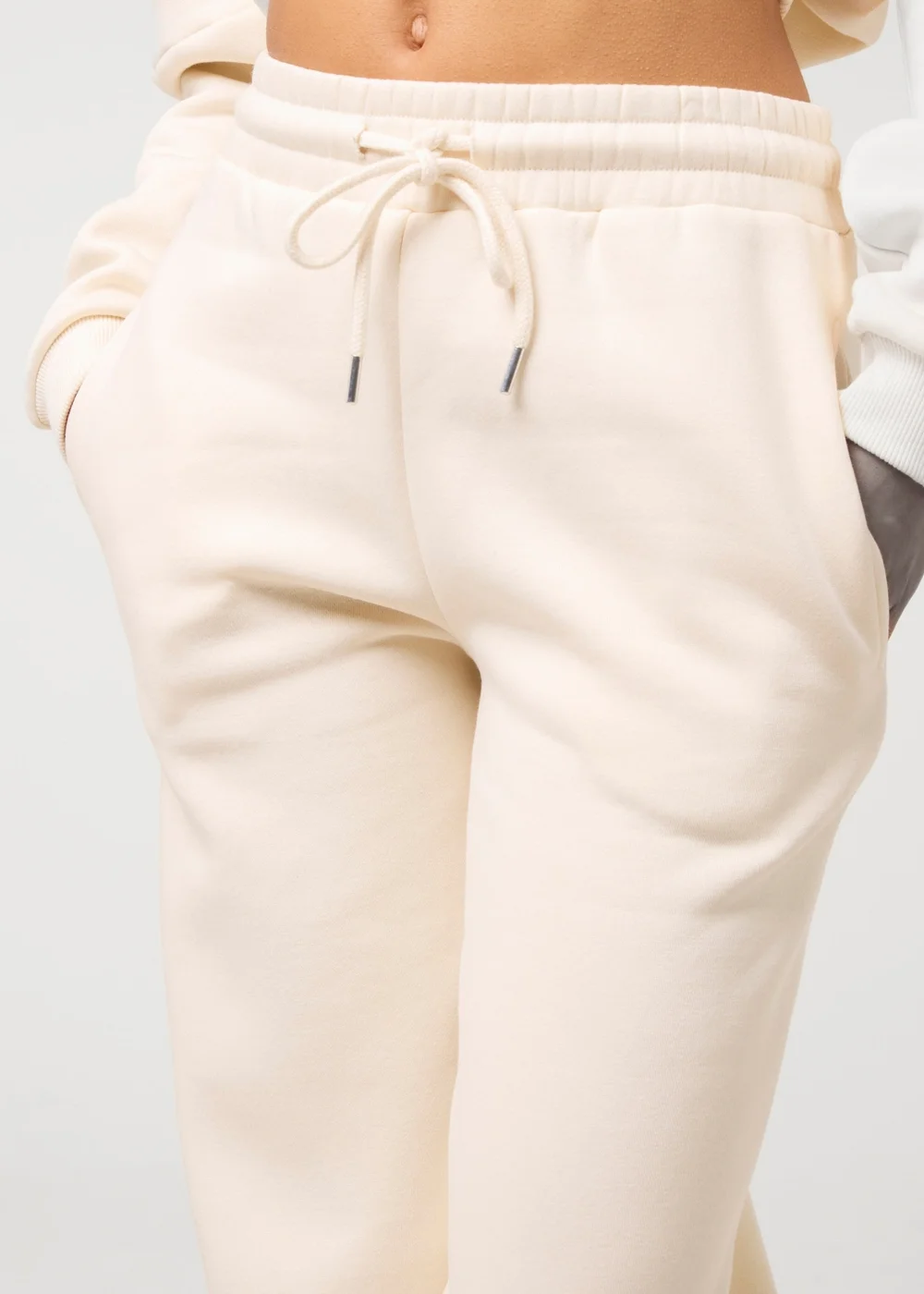 Pink Vanilla Cream Fleece Lined Straight Leg Joggers - M Image 3