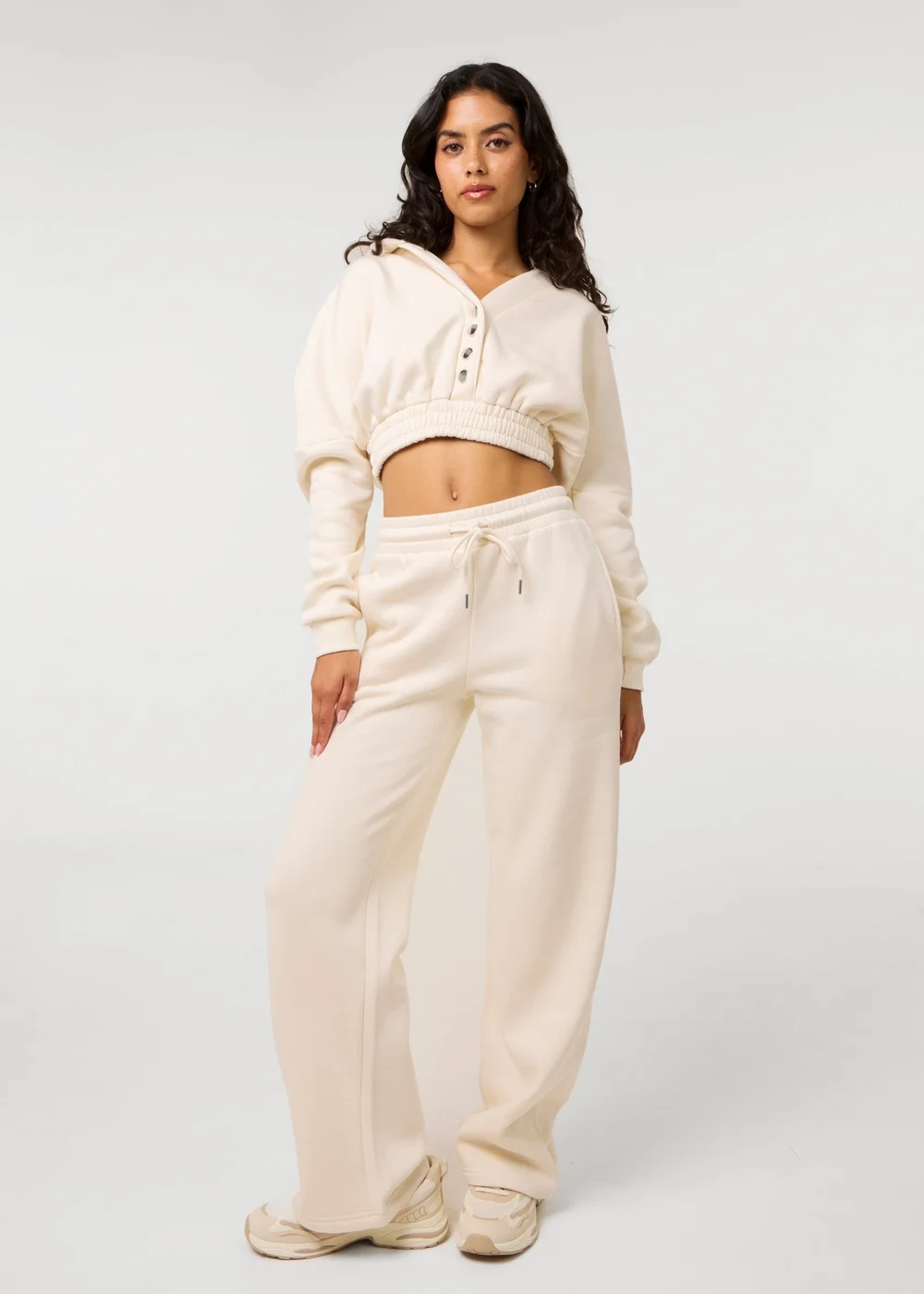 Pink Vanilla Cream Fleece Lined Straight Leg Joggers - M Image 1