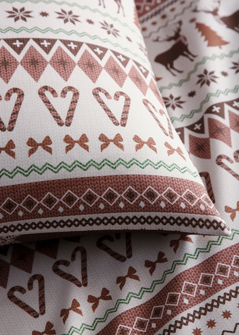 Fusion Christmas Fairisle Reversible Natural Duvet Cover Set - Single Image 3