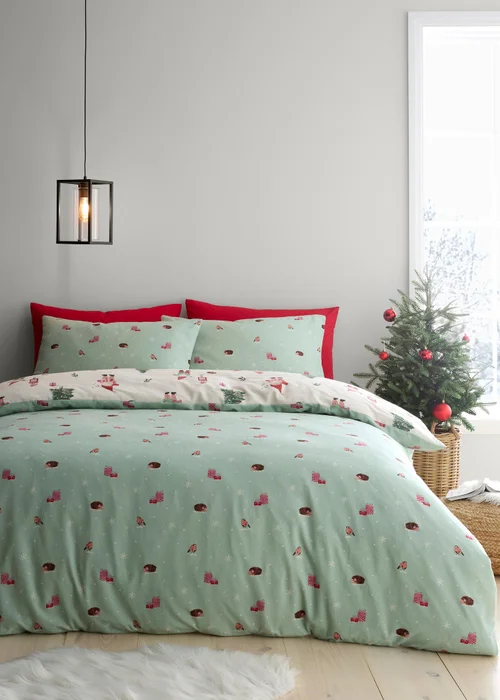 Fusion Christmas Gonks Brushed Natural Duvet Cover Set - Single Image 4