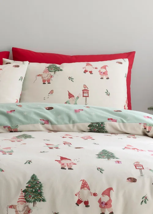 Fusion Christmas Gonks Brushed Natural Duvet Cover Set - Single Image 2