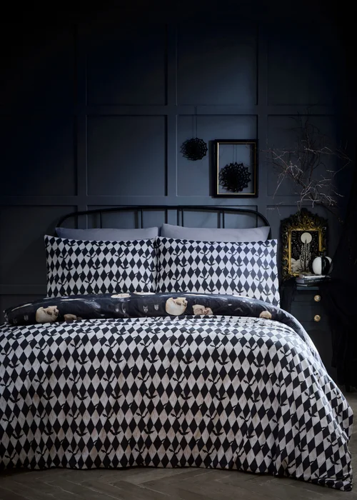 Fusion Gothic Skulls Digitally Printed Black Duvet Cover Set - Single Image 4