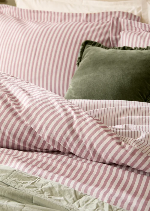 Yard Hebden Single Stripe 100% Cotton Duvet Set Rosewood - King Image 2