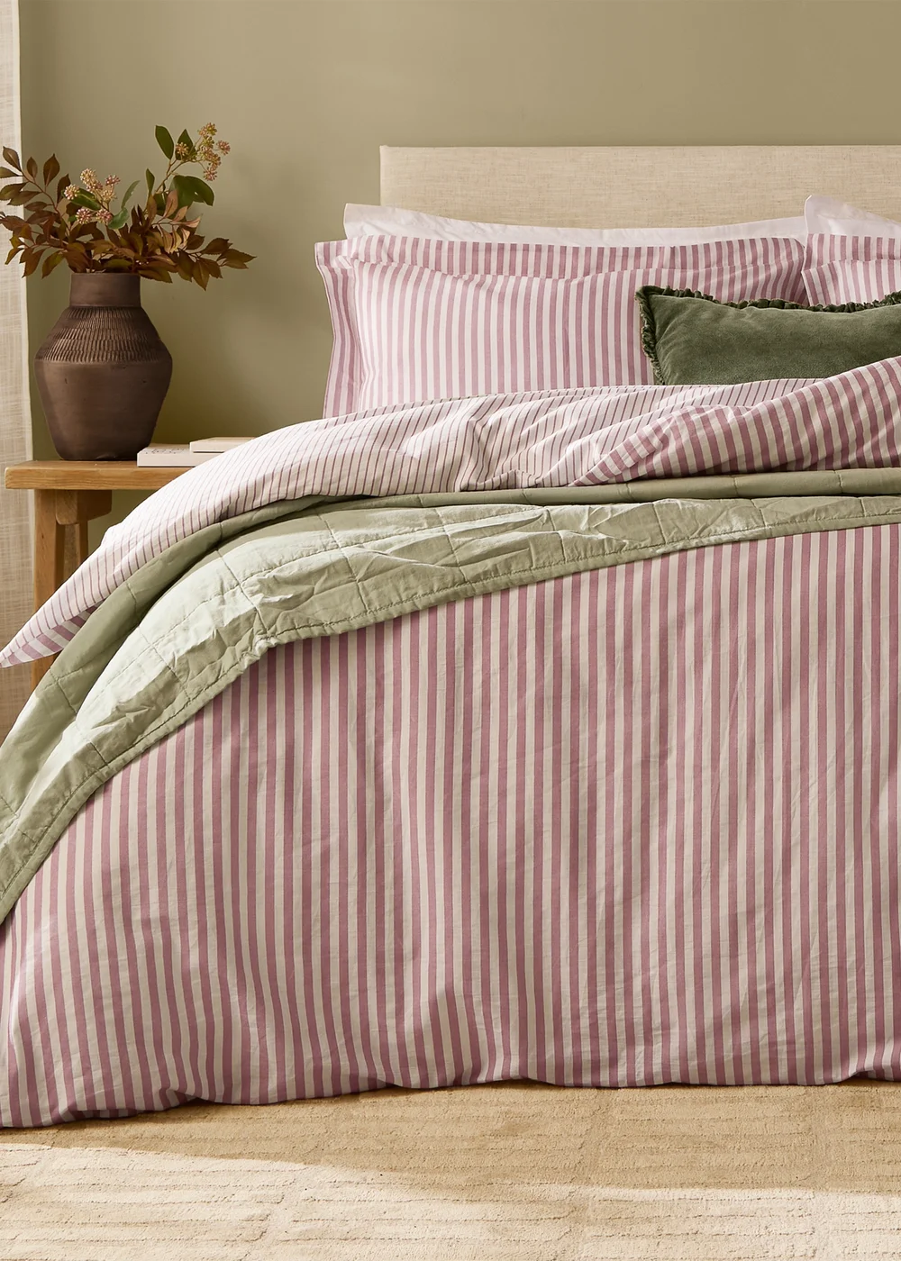 Yard Hebden Single Stripe 100% Cotton Duvet Set Rosewood - King Image 3