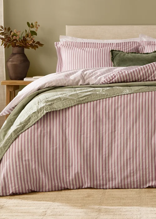 Yard Hebden Single Stripe 100% Cotton Duvet Set Rosewood - King Image 3