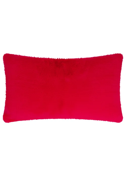 Furn Merry & Bright 30x50 Faux Fur Stripe Cushion Red/Pink - 30 x 50cm Image 4