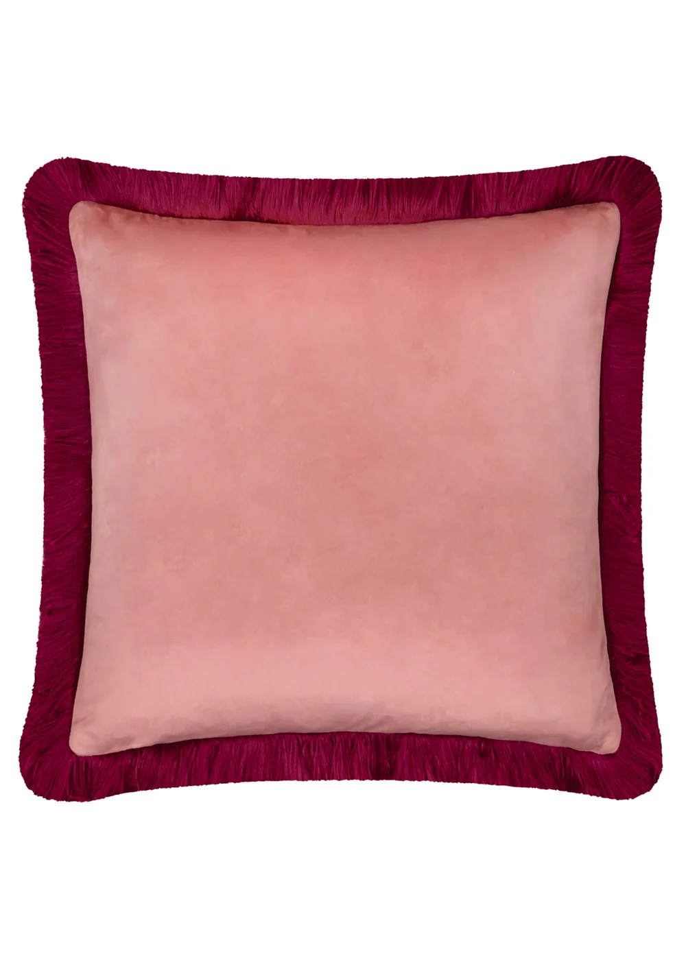 Furn Halo Fringed Velvet 50x50 Cushion Slipper/Burgundy - 50cm x 50cm Image 2