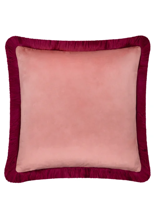 Furn Halo Fringed Velvet 50x50 Cushion Slipper/Burgundy - 50cm x 50cm Image 2