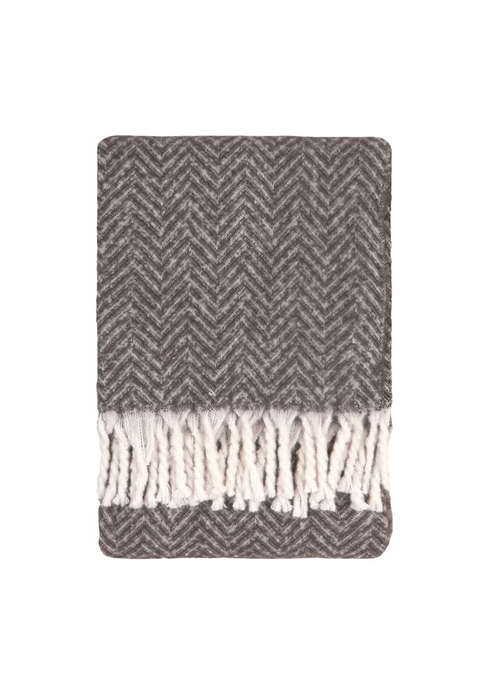 Furn Tweedie 130x180 Brushed Herringbone Throw Charcoal - 130cm x 160cm Image 2