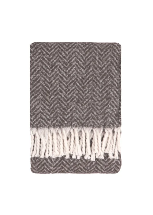 Furn Tweedie 130x180 Brushed Herringbone Throw Charcoal - 130cm x 160cm Image 2
